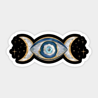 Eye - Triple Moon - Gemstone and gold Sticker